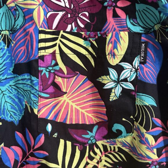 NEW Molokai Surf Short Sleeve Button Up Shirt Colorful Hawaiian Party Men’s M - Picture 2 of 9